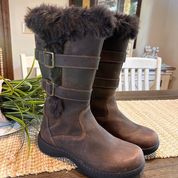 L.L. Bean Shoes - LL Bean Nordic Tek  Waterproof‎ Brown Leather Faux Fur Winter Boots Womens  6.5M